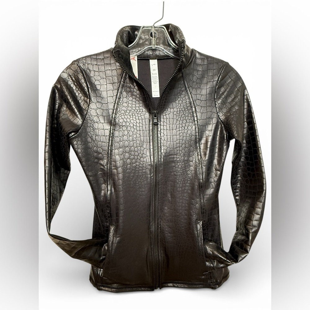 X by Gottex Line Jacket in Black Croc Print XS NWT Peach Skin Collection - Picture 5 of 11